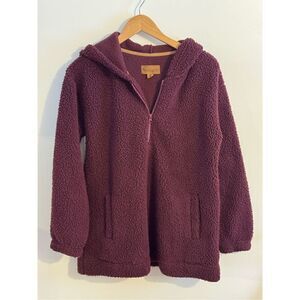 Ugg Brushed Back Sherpa Hoodie Pullover Maroon Sz S